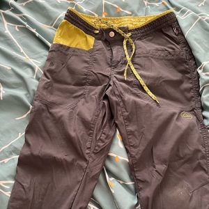 Lime green and grey La Sportiva climbing pants